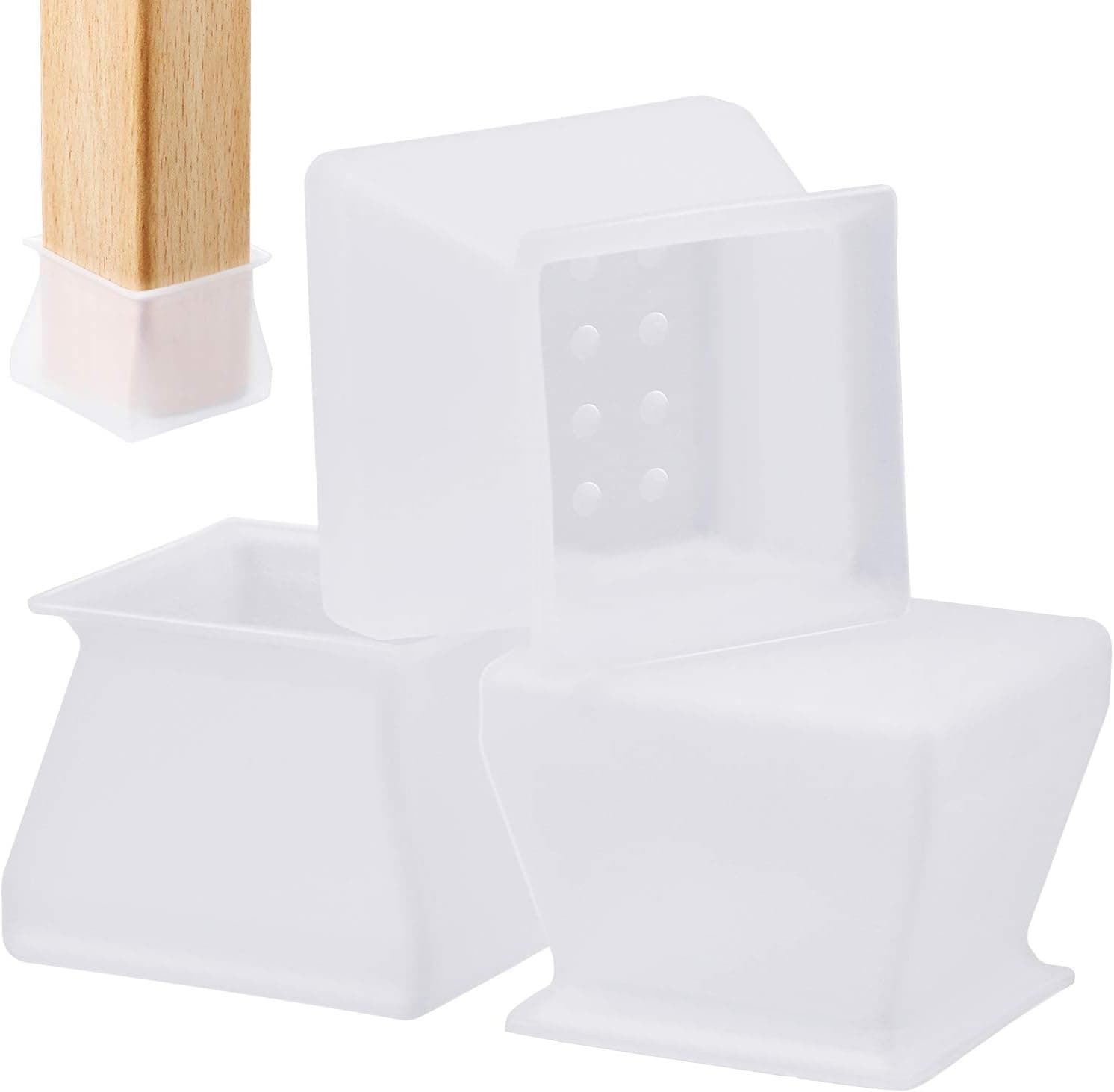 54 Piece Furniture Silicon Protection Cover Square Furniture Protective Feet Chair Leg Cap Table Foot Non-Slip Cover to Prevent Scratches Noise Without Leaving Mark, Fit Square Length 1.1-1.6 Inch