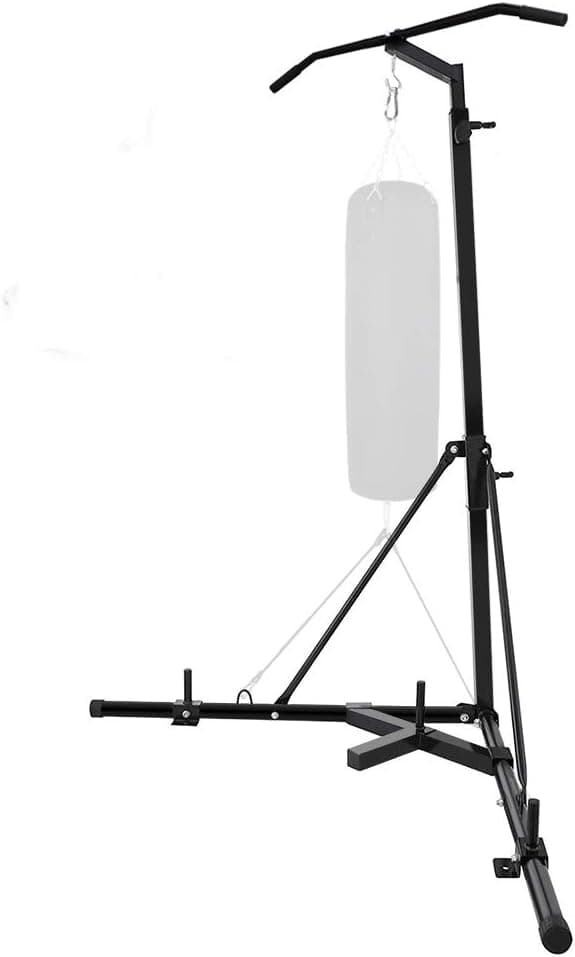 Weanas Folding Heavy Bag Stand, Foldable Heavy Duty Boxing Punching Bag Stand, Portable Sandbag Rack Freestanding Height Adjustable Up to 132 lbs for Home Fitness
