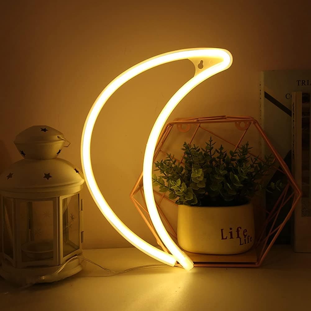 Colording Neon Signs Led Neon Light Art Decorative Lights Wall Decor for Children Baby Room Christmas Wedding Party Decoration-Yellow Moon
