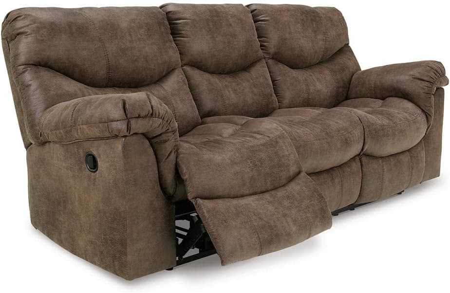 Signature Design by Ashley Alzena Faux Leather Oversized Manual Reclining Sofa, Brown