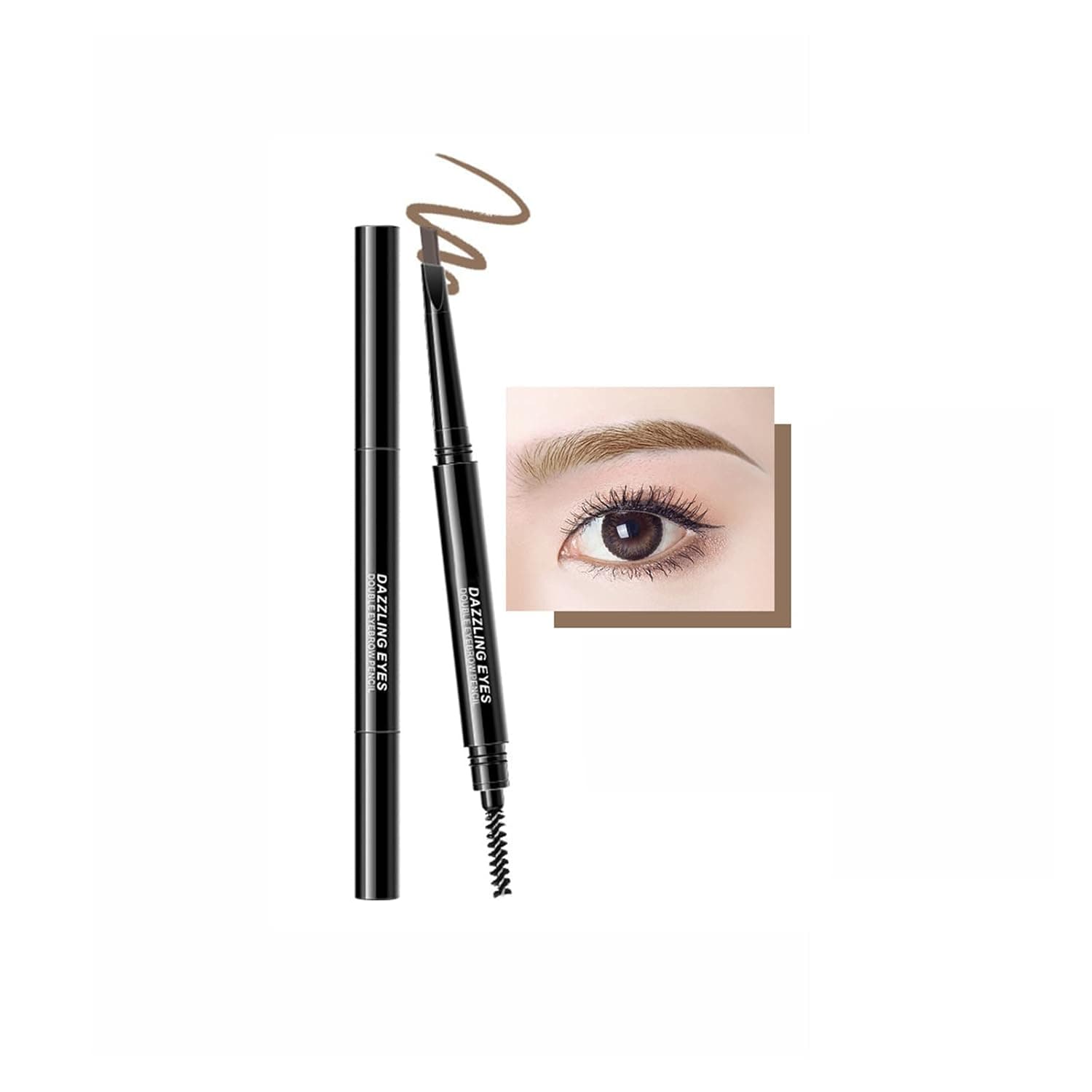 1PC Eyebrow Pencil Waterproof Long Lasting Not Easy To Fade Triangular Tip Natural Color Dual Ended Eyebrow Pen with Spoolie