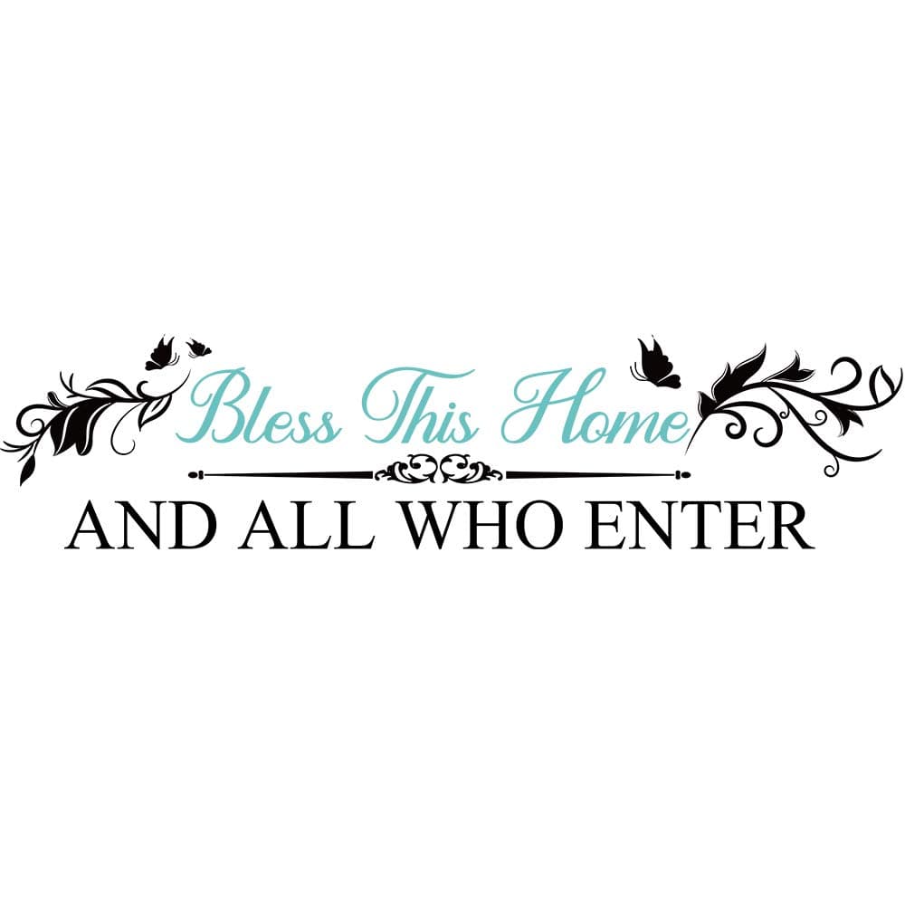 Family Inspirational Quotes Vinyl Wall Decal Stickers Bless This Home and All who Enter, Family Decor Removable Vinyl for Home Entryway Living Dining Room Bedroom, Home Blessing Decor (11.8''×23.6'')