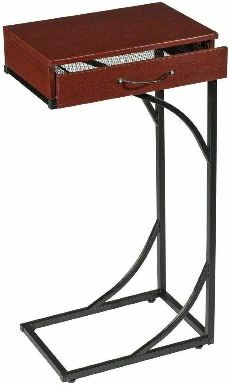 Metal Frame and Wood Side Sofa Table with Drawer