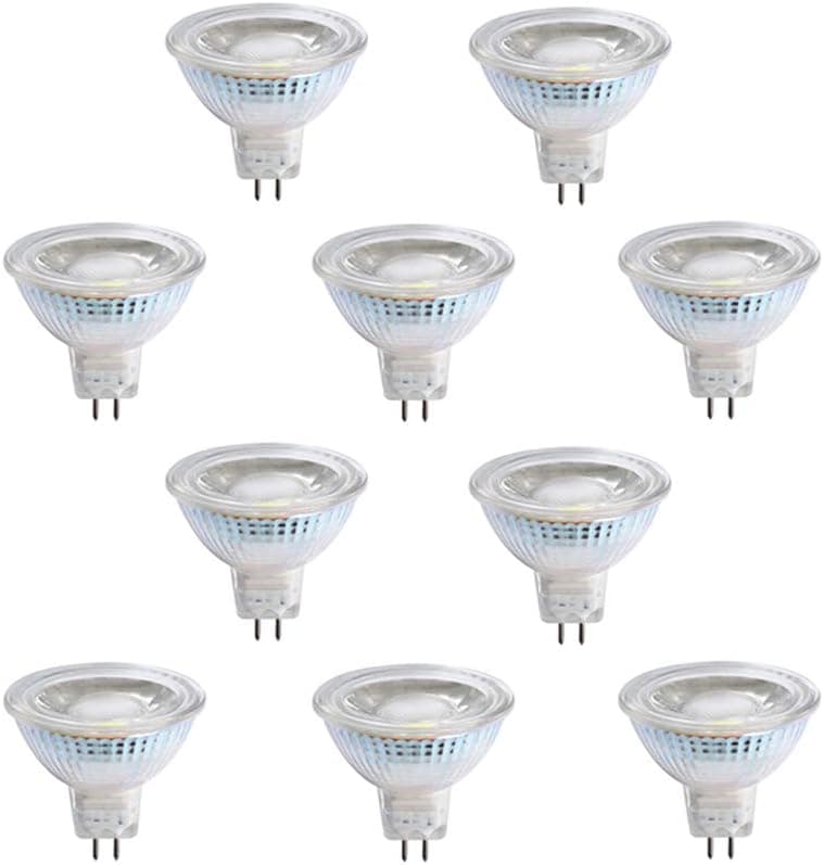 Energy-SL Waterproof Glass Cover MR16 LED 5W(50W Halogen Bulbs Equivalent Replacement) Recessed Downlight LED Light Bulbs 12V 2700K Warm White CRI 80+ 450 Lumen LED Spotlight Pack of 10