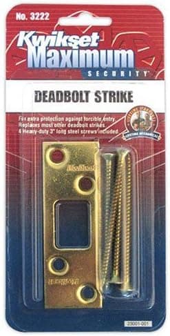 Kwikset Maximum Security Deadbolt Strike, Polished Brass #3222-01 3 CP
