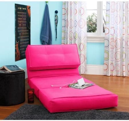 Your Zone Flip Chair | Chair Easily Converts Into a Bed | Ultra Suede Material (1, Racy Pink)