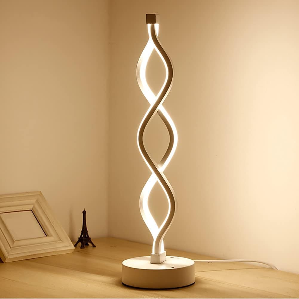 GEZICHTA Spiral LED Table Lamp, 18inch 12W Dimmable Desk Lamp with Button Controller(White), Free Size