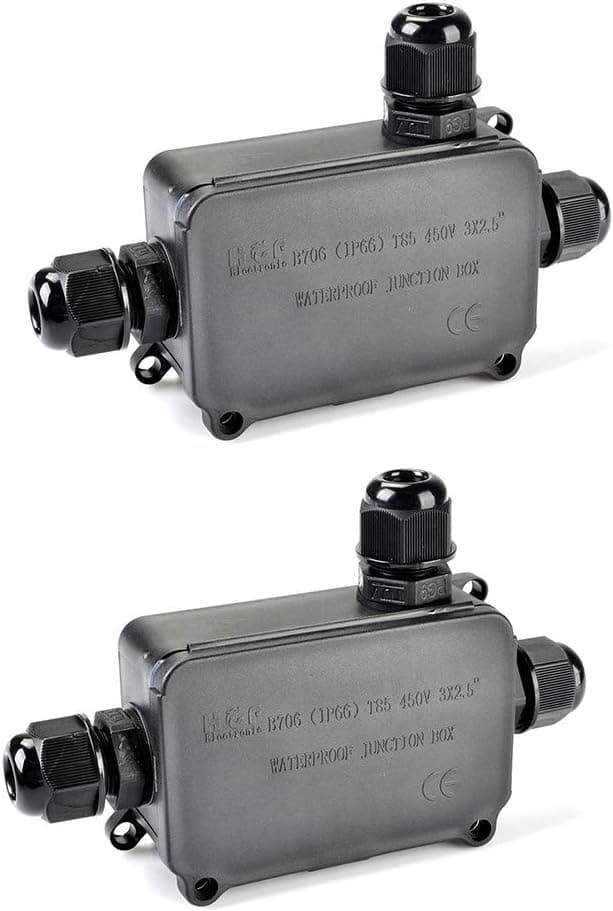 ATPWONZ IP66 Waterproof Electrical Junction Box 3 Way PG9 Connector with Terminal for 2 or 3-pin Cables Ø 5mm - 10 mm (Pack of 2)