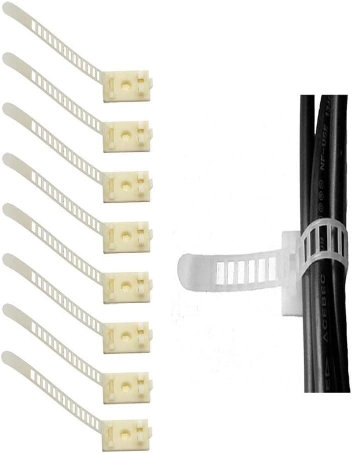 100 Pieces Adhesive Cable Wire Holder Clips and Zip Tie Mount for Wires Lights and Festive Ornaments(White)