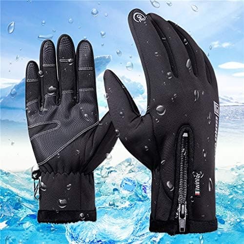 anqier Winter Gloves, Touch Screen Windproof Warm Hand Gloves Cycling Gloves for Men and Women, Black, X-Large