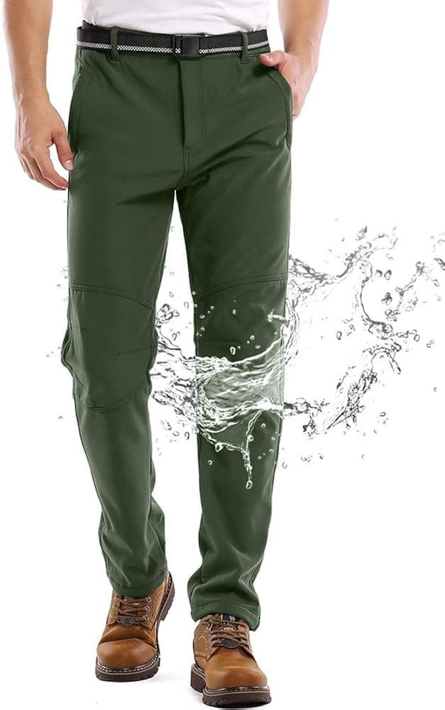 Jessie Kidden Mens Waterproof Hiking Pants Outdoor Snow Ski Fishing Fleece Lined Insulated Soft Shell Winter Pants