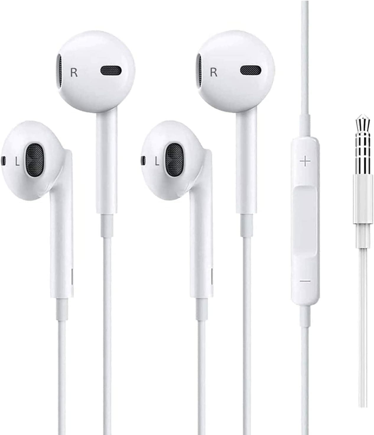 2 Pack 3.5mm AUX Wired Earphone Earbuds Headphone with Microphone Built-in Volume Control Compatible with Samsung Apple iPhone 6/6S/5 iPod iPad MP3 Laptop Computer Android