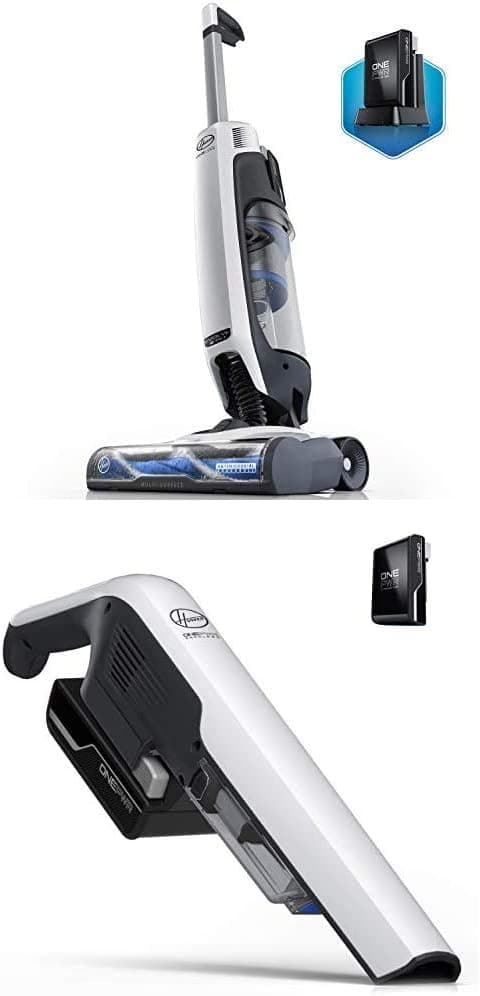 Hoover ONEPWR Evolve Pet Cordless Small Upright Vacuum Cleaner with DustChaser Cordless Mini Hand Held Lightweight Vacuum Cleaner, White