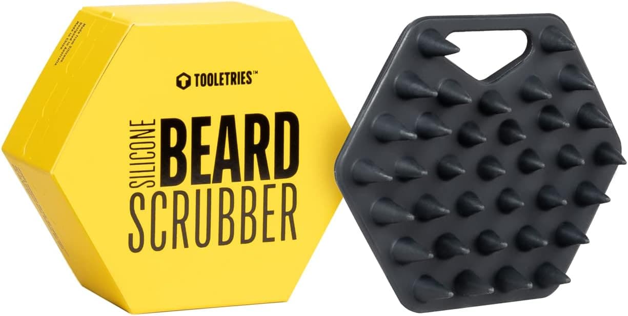 Tooletries - Beard Scrubber - Silicone Facial Hair Exfoliator & Brush - Deep Cleans, Unclogs Pores, Promotes Hair Growth, & Removes Beardruff - Soft-Touch Shower & Bathroom Accessory - Charcoal