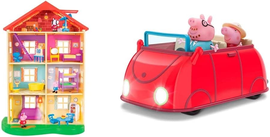 Peppa Pig's Lights & Sounds Family Home Feature Playset & Lights & Sounds Family Fun Car