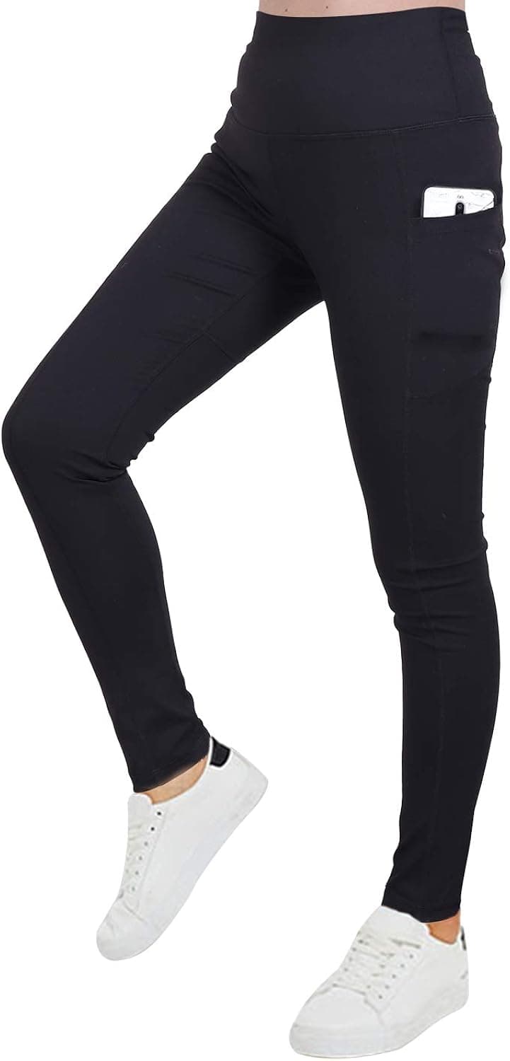Xtextile Women's High Waist Yoga Pants with Pockets, Compression Workout LeggingsTummy Control Running Yoga Pants