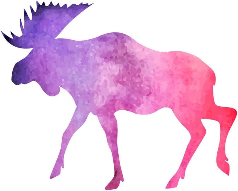 Applicable Pun Watercolor Moose Violet Purple and Pink - Vinyl Decal for Outdoor Use on Cars, ATV, Boats, Windows and More - Color 6 inch