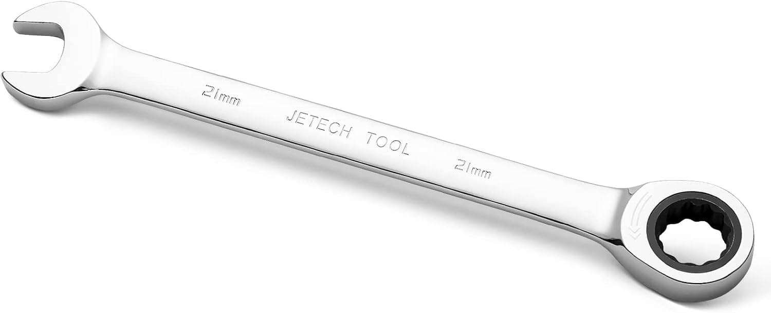 Jetech 21mm Ratcheting Combination Wrench, Industrial Grade Gear Spanner with 12-Point Design, 72-Tooth Ratchet, Made with Forged and Heat-Treated Cr-V Steel in Chrome Plating, Metric