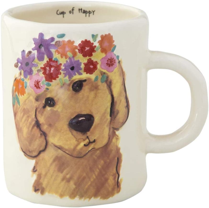 Natural Life Golden Retriever Coffee Mug - 14 oz, Fun, Cute, Embossed Ceramic Dog Cup With Handle for Coffee, Tea, More