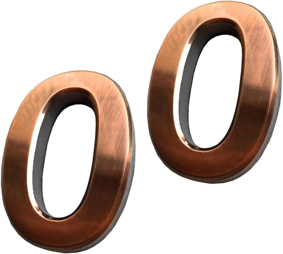 2 Pcs Self Adhesive Mailbox Numbers 0, 2.75" Door Number Stickers for House / Apartment/ Home Room/ Office/ Address Plaque, Bronze Shiny, by Hopewan.