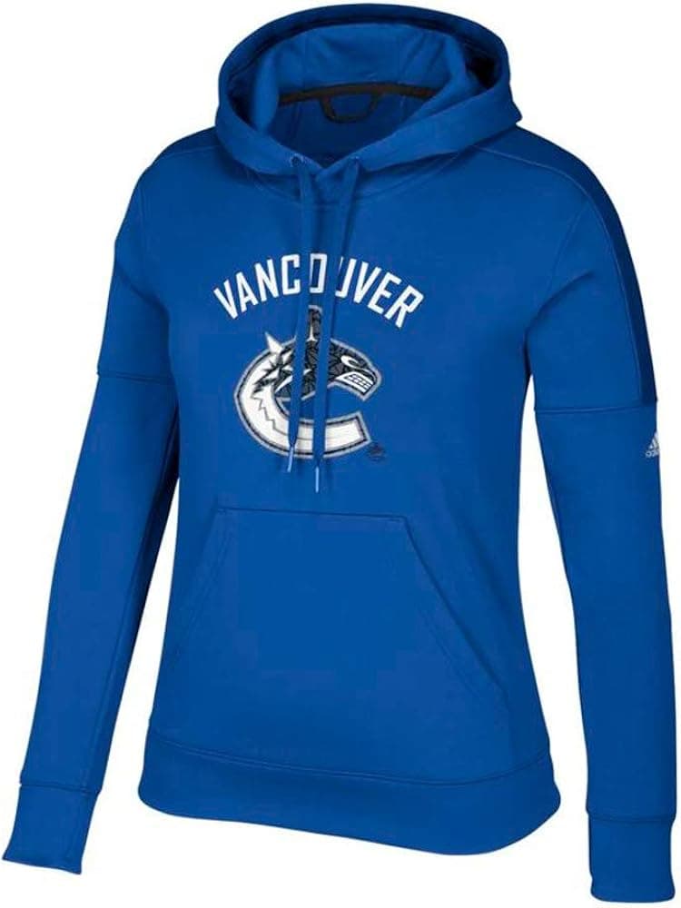 adidas Vancouver Canucks NHL Women's Logo Shine Blue Climawarm Pullover Training Hoodie