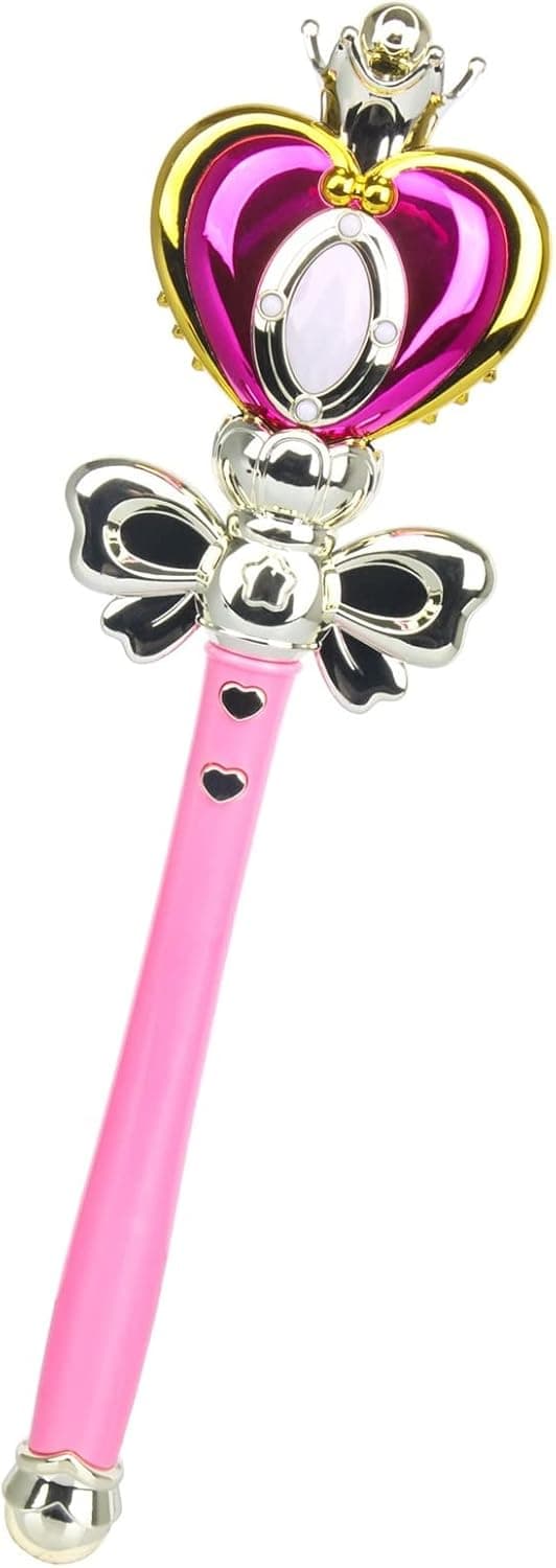 LINKOM Anime Wand Glow Stick Moon Light Music Spiral Heart Rod Cosplay Props Toys for Girls (Pink- A)