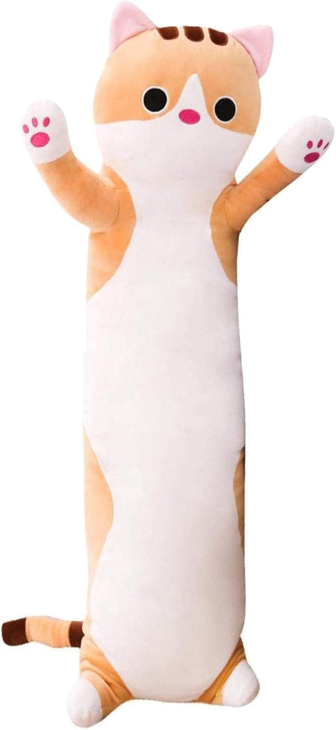 Cartoon Cat Soft Plush Long Throw Pillow Lifelike Animal Neck Pillow Plush Toy