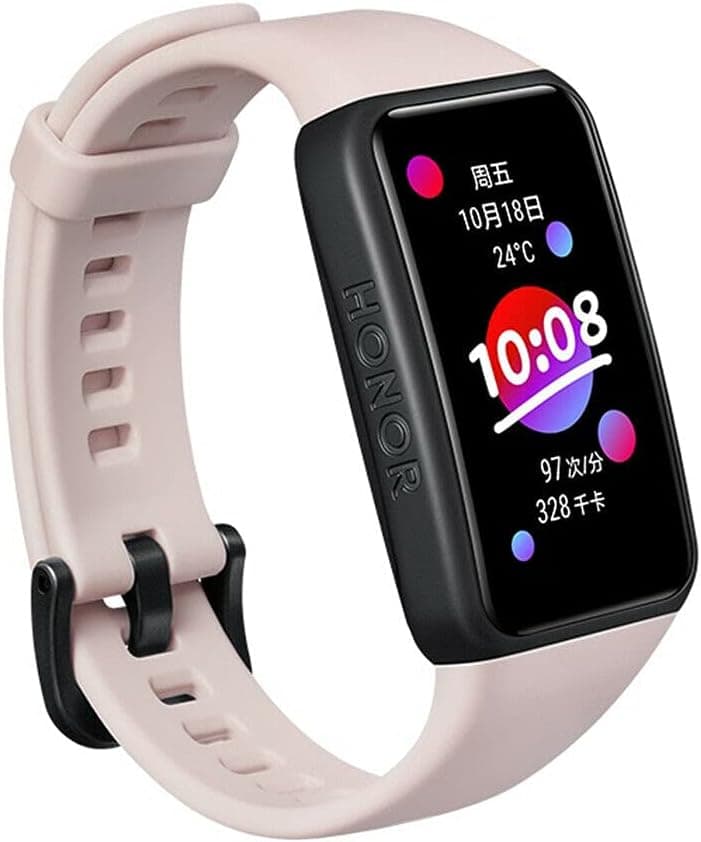 Honor Band 6 Smart Wristband 1st Full Screen 1.47 AMOLED Color Touchscreen SpO2 Swim Heart Rate Sleep Nap Stress All-in-One Activity Tracker 5ATM Waterproof Standard Version (Pink)