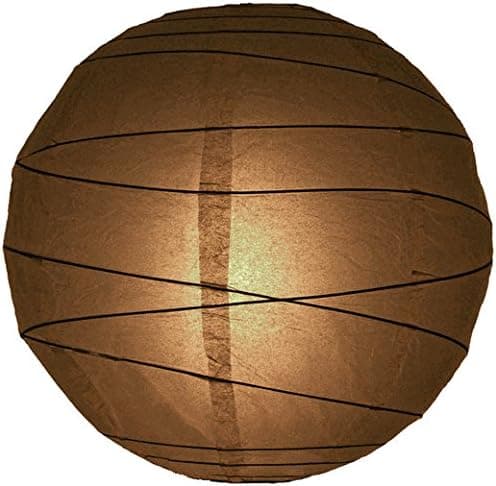 WGI 10" Brown Free-Style Ribbed Paper Lantern (Set of 2)
