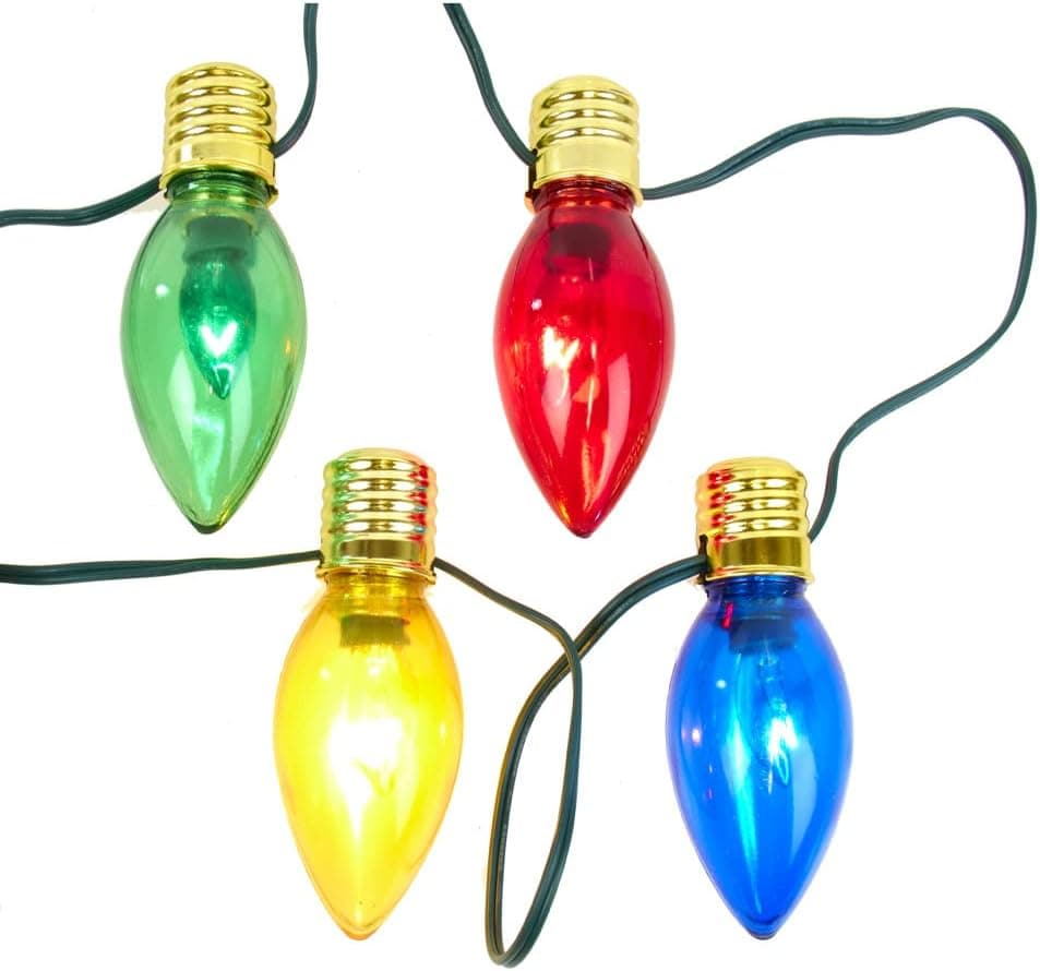 Kurt S. Adler UL 10 Multi-Colored Giant C7 Bulb Light Set, 144-Inches
