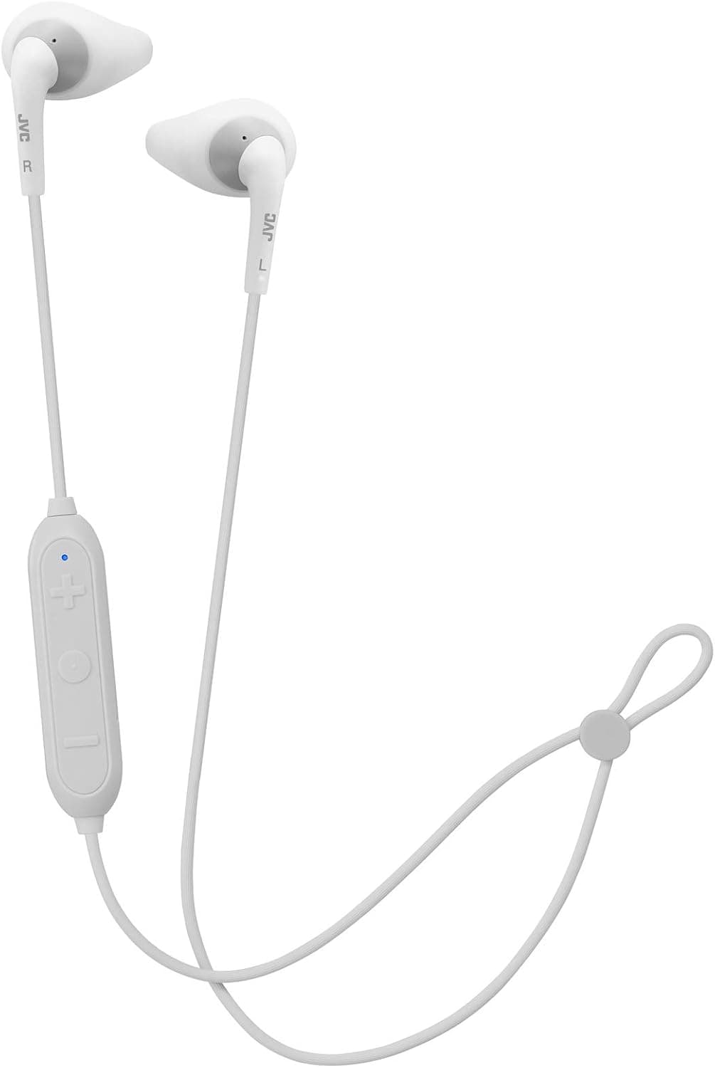 JVC HA-EN15WH Gumy Sport Wireless Earbuds - In Ear Bluetooth Sports Headphones with Secure & Comfortable Soft Nozzle Fit Earpieces, Sweat Proof IPX2, 6.5 Hour Rechargeable Battery Mic & Remote (White)