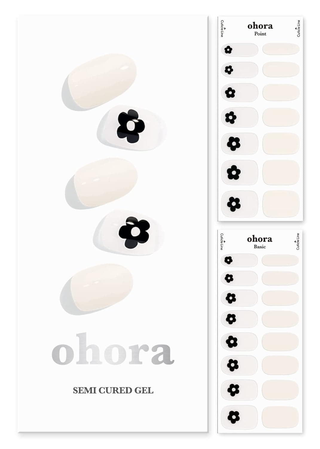 ohora Semi Cured Gel Nail Strips (N Buddy) - Works with Any Nail Lamps, Salon-Quality, Long Lasting, Easy to Apply & Remove - Includes 2 Prep Pads, Nail File & Wooden Stick - White