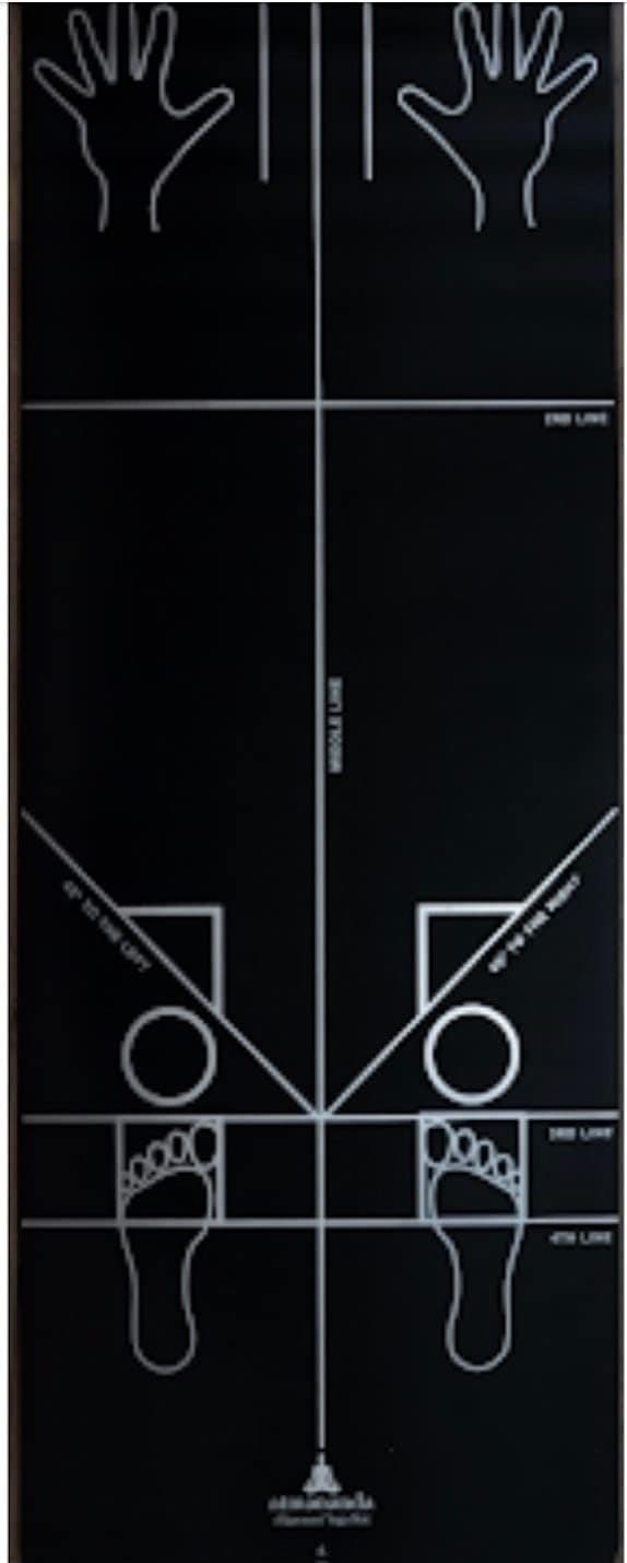 Atmananda Black Yoga Mat , Premium Natural Rubber Top, Educational Alignment Lines, Good for all Yoga Styles , Lightweight, Designed to Help Protect Your Joints