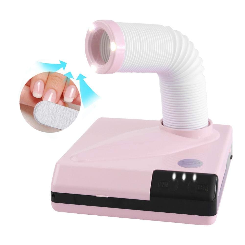 Nail Dust Suction Collector 60W Strong Power Professional Nails Fan Remover Manicure Vacuum Cleaner Tool Telescopic Tube Retractable Elbow Design Pink(US Plug)