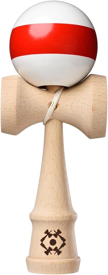 USA Kendama - Tribute - Wooden Skill Toy - White with Red Stripe