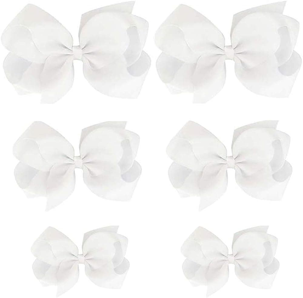 HLIN Toddler Girls 6PCS Hair Bow Clips Matching American Girls Doll & Girls (6inch ×2, 4.5inch ×2, 3inch ×2)…