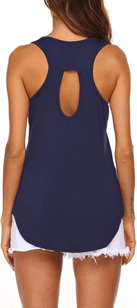 Poetsky Women High Low Hem Backless Workout Tank Top Sleeveless Yoga Tops