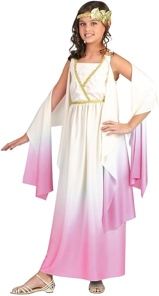 Fun World Greek Goddess Costume White Pink Medium