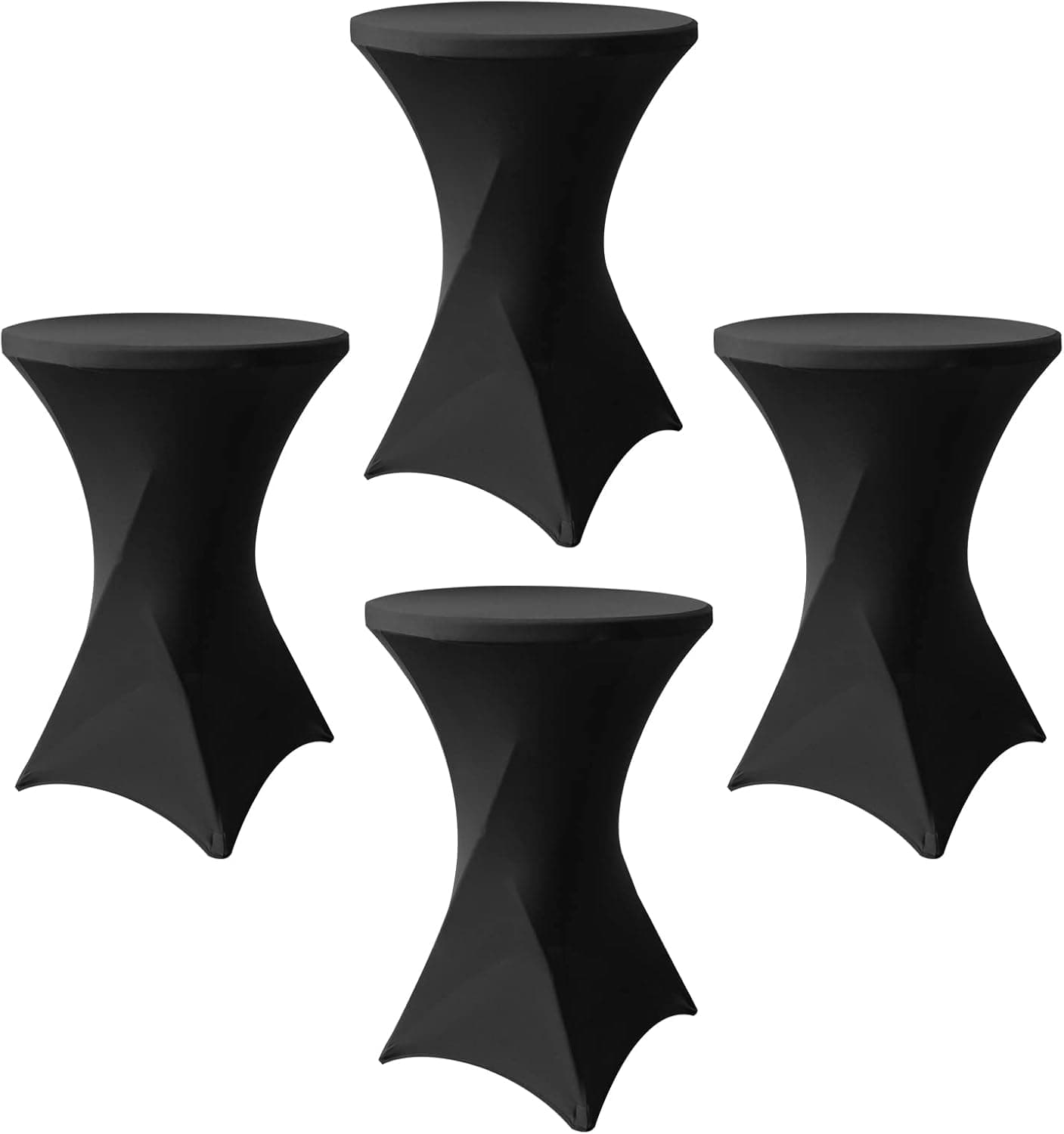 SUNTQ 4 Pack 32x43 Cocktail Table Covers, Spandex Stretch Square Corners Black Table Cloths, Fitted Stretch Cocktail Tablecloths for Parties,Birthday,Vendors,Outdoor Events,DJ,Banquet,Tradeshows