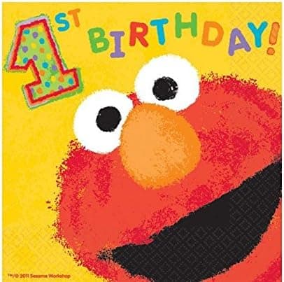 amscan Elmo's 1st Birthday Luncheon Napkins Party Supplies, Small, Yellow