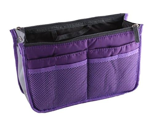 CHOP MALL Handbag Pouch Bag in Bag Organiser Insert Organizer Tidy Travel Cosmetic Pocket Purple