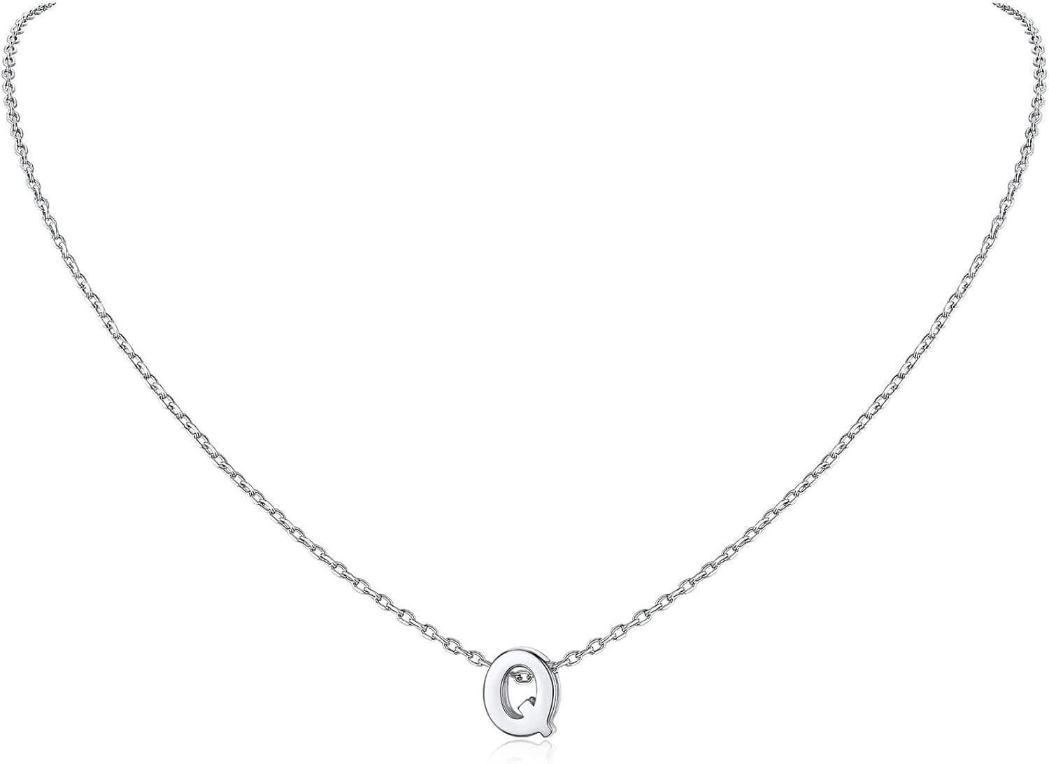 ChicSilver 925 Sterling Silver Letter A-Z Pendant Necklace, Dainty Small Initial Necklace for Women Girls, Silver/Gold/Black (with Gift Box)