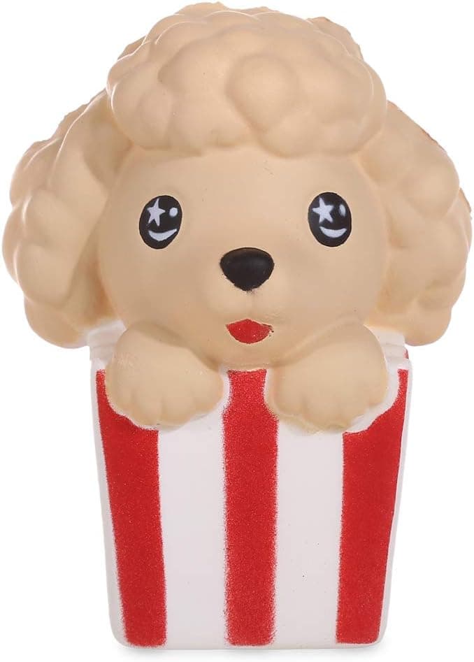 Anboor 4.3 Inches Squishies Dog Popcorn Squeeze Toys for Kids Kawaii Slow Rising Scented Stress Relief Toys Decorative Props