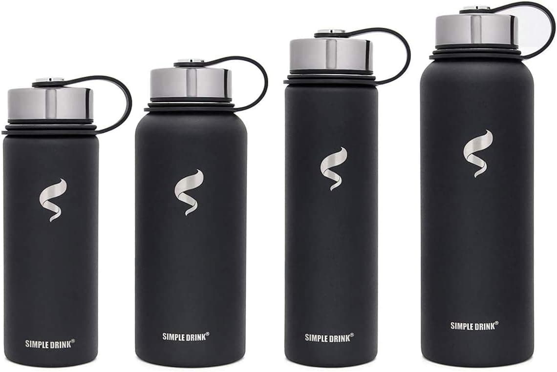 Simple Drink Stainless Steel Insulated Water Bottle | Reusable Wide Mouth Metal Flask with Portable Strong Cap for Sports Travel,Cold 24 Hrs & Hot 12 Hrs