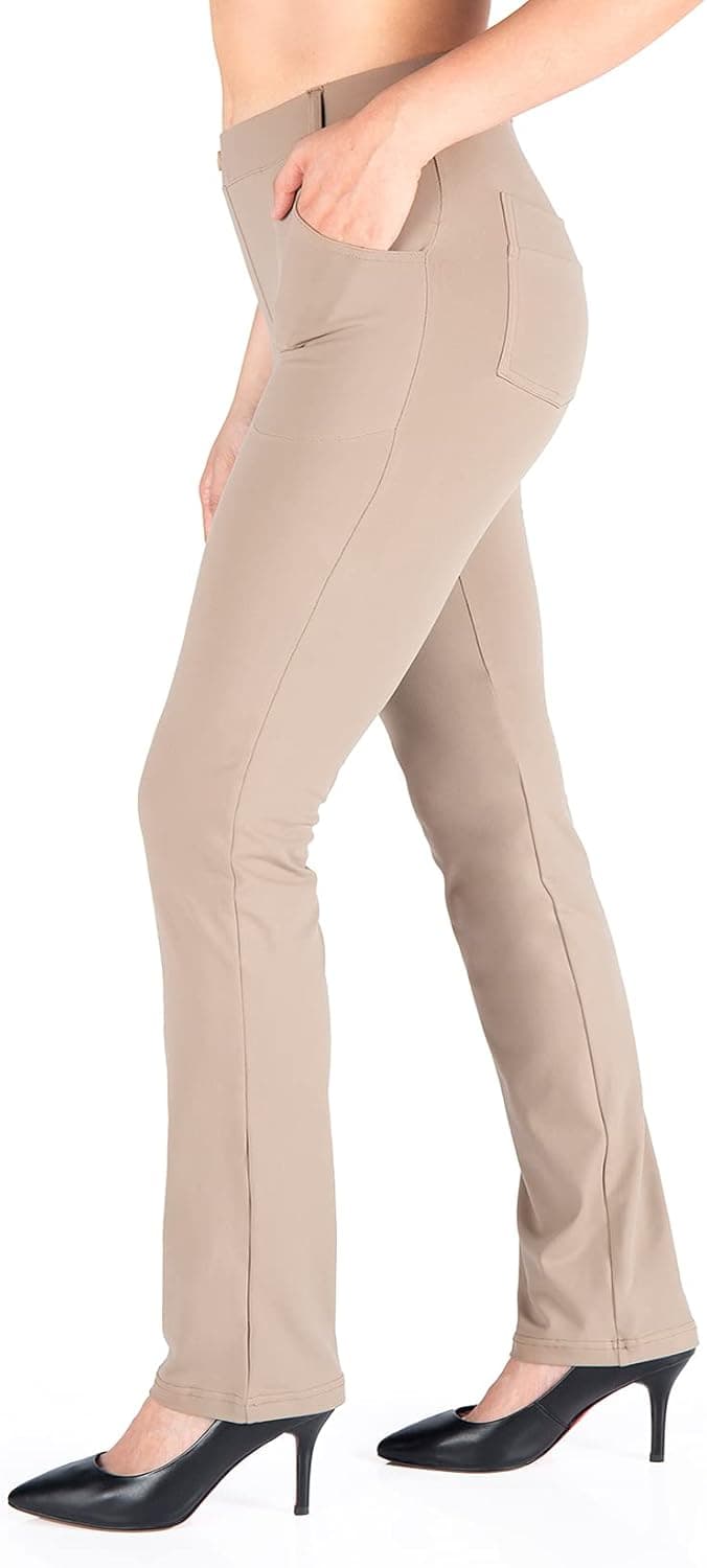 Yogipace,Belt Loops,Women's Petite/Regular/Tall Straight Leg Yoga Dress Pants