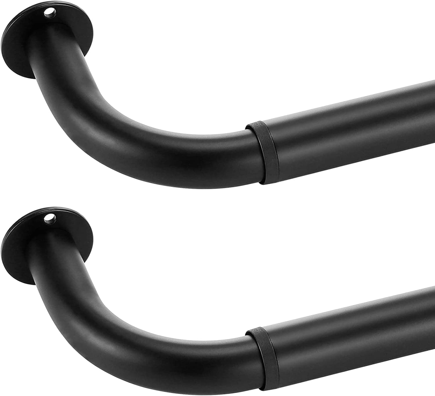 2 Pack Blackout Wrap Around Curtain Rods for Window 48 to 84 Inch(4-7ft), Matte Black Curtain Rods Room Darkening Curtain Rod 1 inch Diameter Single Drapery Rod of Window Treatment, Matte Black