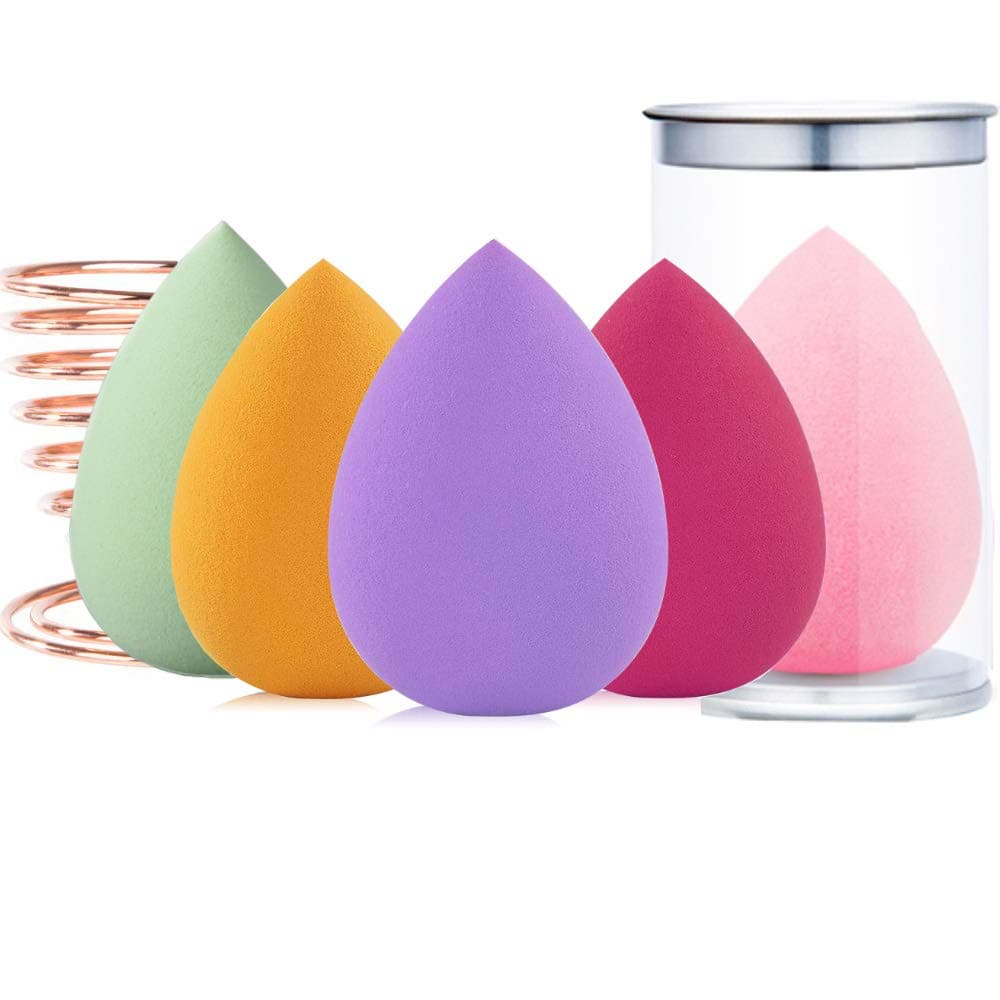 VICKYLEE 5 Pcs Multi-colored Makeup Sponge Set Water Drop Shape Blender Beauty Foundation Blending Sponge, Flawless for Cream, Liquid, and Powder
