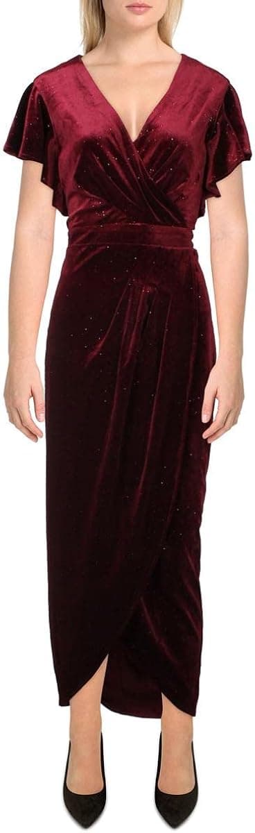 Donna Ricco Ruffle Sleeve Tulip Hem Dress