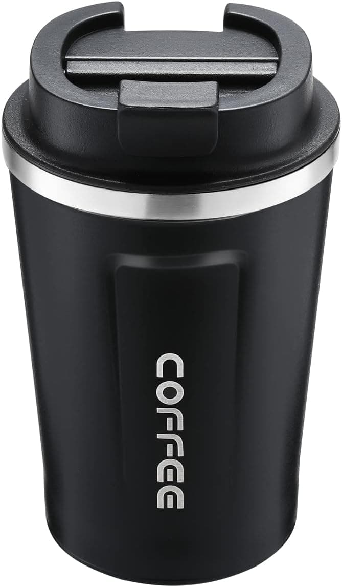 Travel Coffee Mug, Stainless Steel Insulated Tumbler, 12oz Reusable Coffee Mug with Lid, Christmas Gifts for Women Men, Stocking Stuffers, Coffee Cup for Home Office Outdoor Sport Water Bottle.