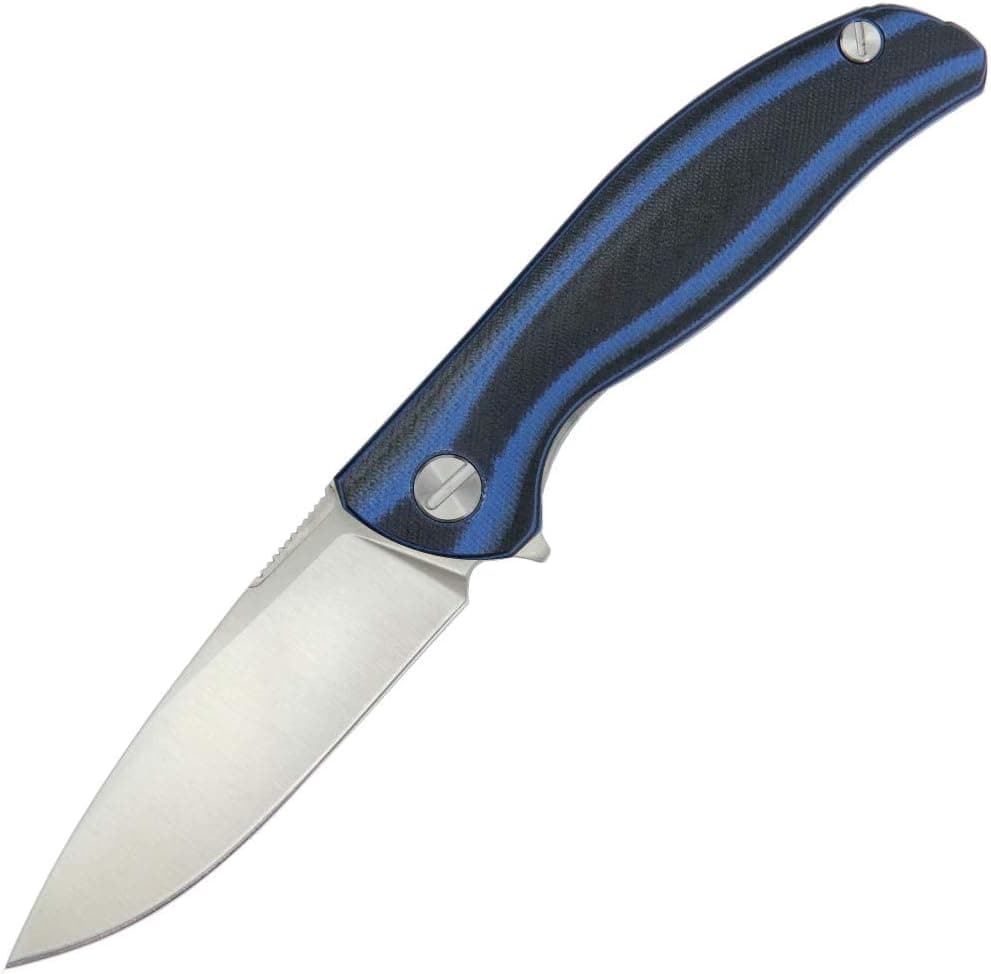 Eafengrow EF33 Folding Knife G10 Handle Ball Bearing Tactical Pocket Knives Outdoor Survival Hunting Camping Tools (Blue stripes)